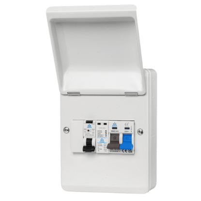 Picture of Whitecliffe Weatherproof EV Consumer Unit - 40A Type A B Curve RCBO + SPD (WPRC40BSP)