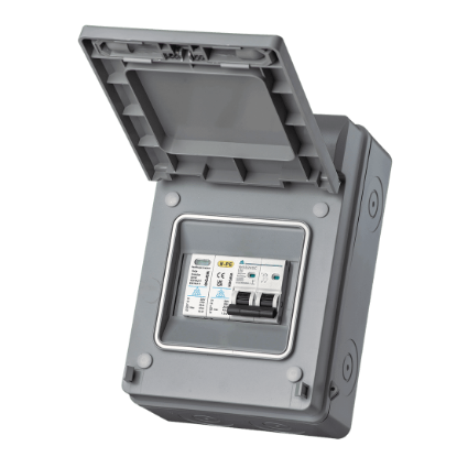 Picture of Whitecliffe Weatherproof EV Consumer Unit - 40A Type A C Curve RCBO + SPD Grey (WPRC40CSP)